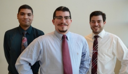 Competition winners Kevin Carter, Jonathan Smyth ‘15, Michael Bisogno.