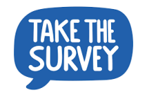 illustration of a blue bubble with text that says Take the Survey.
