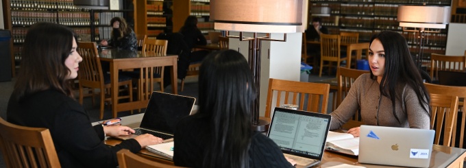 students studying in the library.
