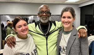 Jerome Wright with Alexandra Harrington and a CJAC Student Attorney.