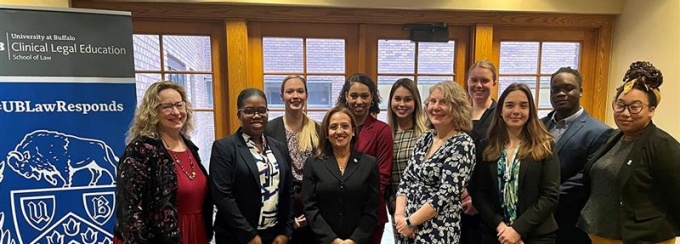 Environmental Advocacy Clinic Director Kim Diana Connolly with her students. 