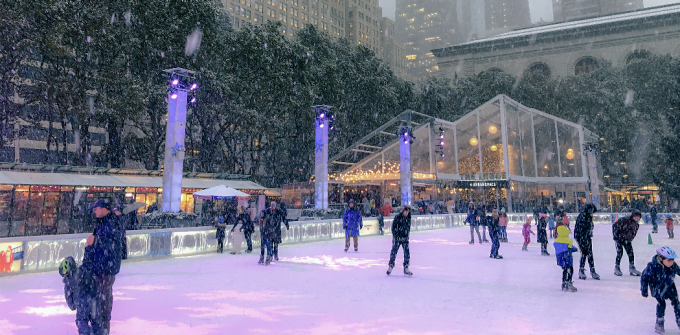 people skating in an ice rink in NYC. 