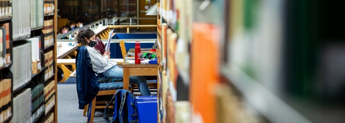 Students study in the Charles B. Sears Law Library in O’Brian Hall. 