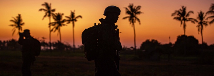 A Marine participates in an amphibious assault exercise during Super Garuda Shield 2024 near Banongan, Indonesia, Sept. 5, 2024. Super Garuda Shield is an annual joint exercise focused on commitment to partnerships and a free and open Indo-Pacific. 