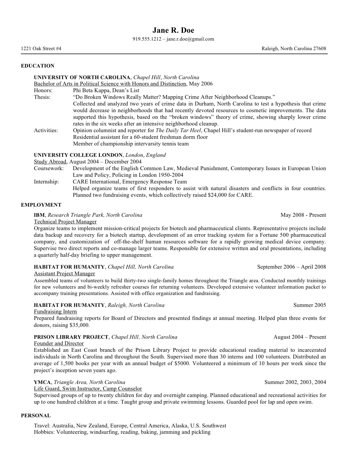 resume format for law school application