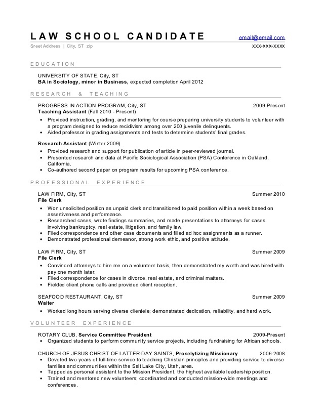 law school application resume template download