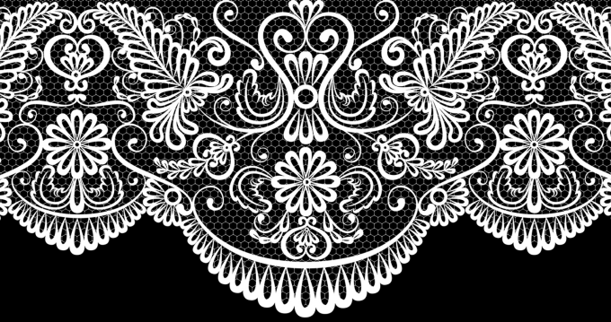 white lace on black background.