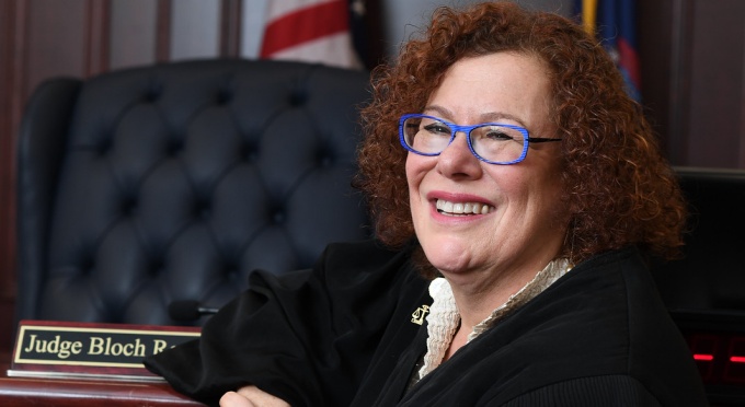 Block Rodwin sitting at her judges bench.