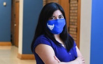 law student wearing a mask.