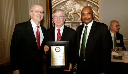 Hon. Jonathan Lippman, Hon. Eugene F. Pigott, Jr. '73, Dean Makau W. Mutua.