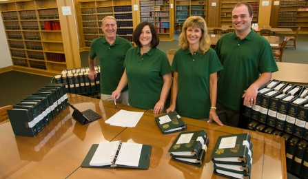 Dave Voisinet (retired former director of the Appellate Division Fourth Department Law Library in Rochester), Beth Adelman (Director, Charles B. Sears Law Library, University at Buffalo), Jeannine Lee (retired former director of the New York State Supreme Court Library in Buffalo), Andrew Kloc (Senior Law Librarian, Appellate Division Fourth Department Law Library in Rochester).