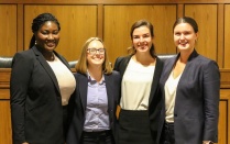 Nov. 3 – The winners of our 2018 Charles S. Desmond Moot Court Competition were Destiny M. Johnson '20 and Chloe J. Nowak '20. Runners up were Meghan Carrig '20 and Hannah M. Rauh '20. Best Brief went to Julia A. O'Sullivan '20 and Samantha R. Rubino '20; Johnson received Best Oral Advocate; Rauh received the George Kannar Award.