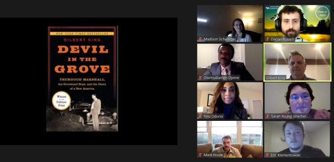 screenshot of Zoom presentation of King's event.