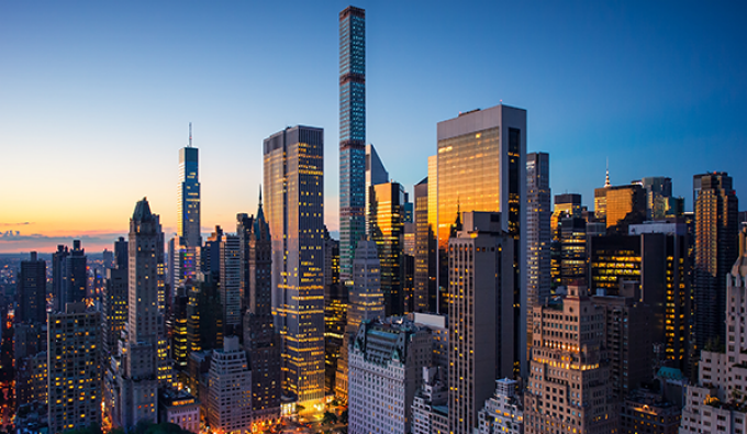 Manhattan skyline. 