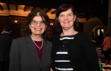 Zoom image: (left to right) Judith G. Olin '85 and Tiffany M. Pavone '02 at the 30th Anniversary Conference for the Family Violence and Women’s Rights Clinic, held in 2022. 