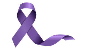 Illustration of a purple ribbon. 