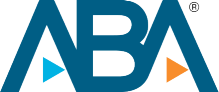 the letters ABA, logo for the American Bar Association. 