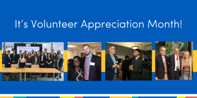 Collage of photos with text above saying 'It's Volunteer Appreciation Month!'.