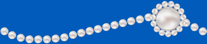 a string of pearls on a blue background.