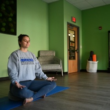 Ashley Abbott meditating. 