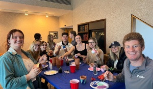 Law students painting succulent pots for Law Student Mental Health Day. 